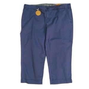 GH Bass 16 Blue Cotton Capri Pants Stretch Casual Summer NWT